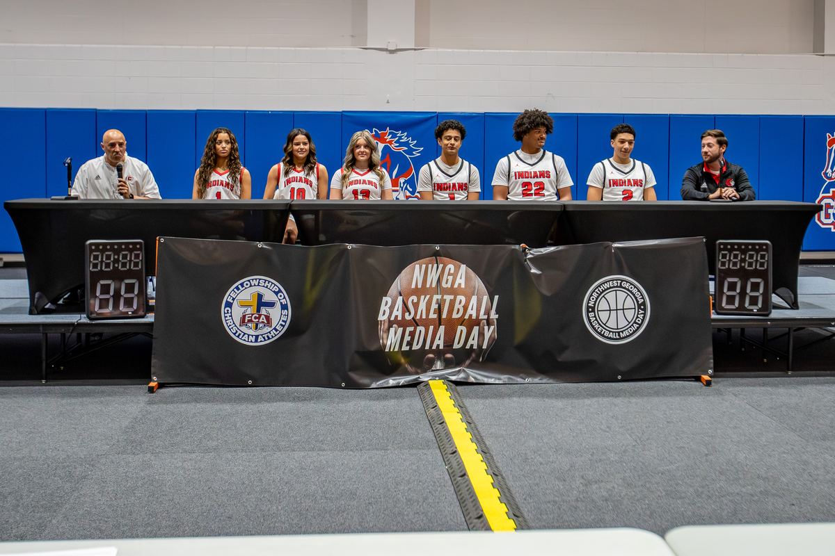 Chattooga players and coaches on the Media Day 2025 interview stage