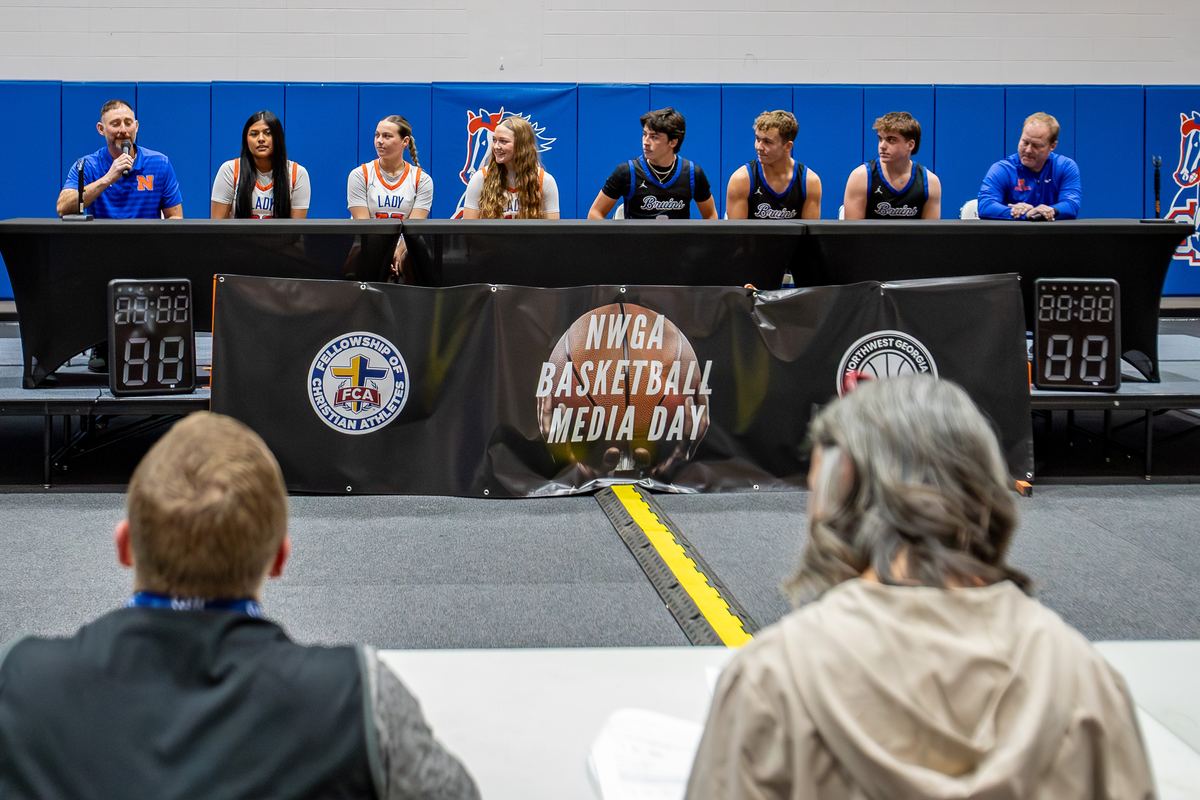 NW Whitfield players and coaches on the Media Day 2025 interview stage